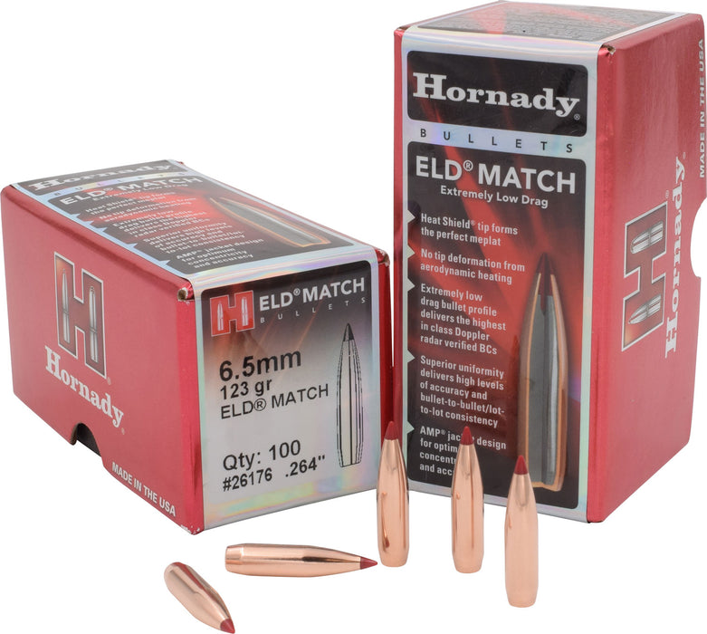 Hornady 26176 ELD Match  6.5mm .264 123 gr Extremely Low Drag Match 100 Per Box/ 25 Case