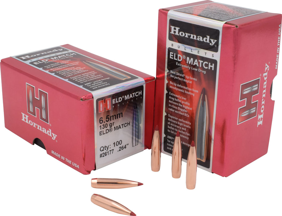 Hornady 26177 ELD Match  6.5mm .264 130 gr Extremely Low Drag Match 100 Per Box/ 15 Case