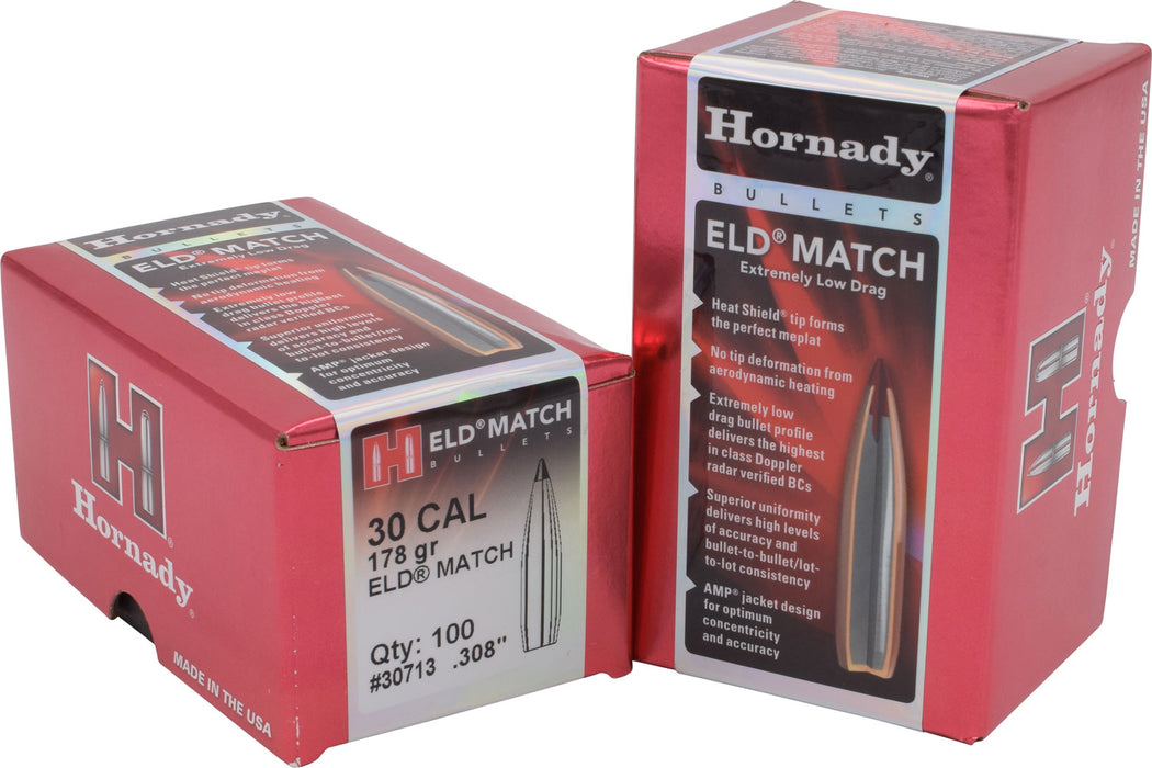 Hornady 30713 ELD Match  30 Cal .308 178 gr Extremely Low Drag Match 100 Per Box/ 15 Case