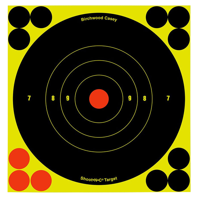 Birchwood Casey 34550 Shoot-N-C Reactive Target Self-Adhesive Paper Pistol/Rifle Black/Yellow 4- 6" Bullseye Includes Pasters 60 Per Pkg