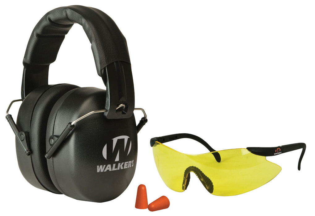 Walker's GWPFM3GFP EXT Range Shooting Muff Combo Kit Includes Foam Ear Plugs, 31 db Over the Head Shooting Muff, Sport Glasses w/Polycarbonate Lens