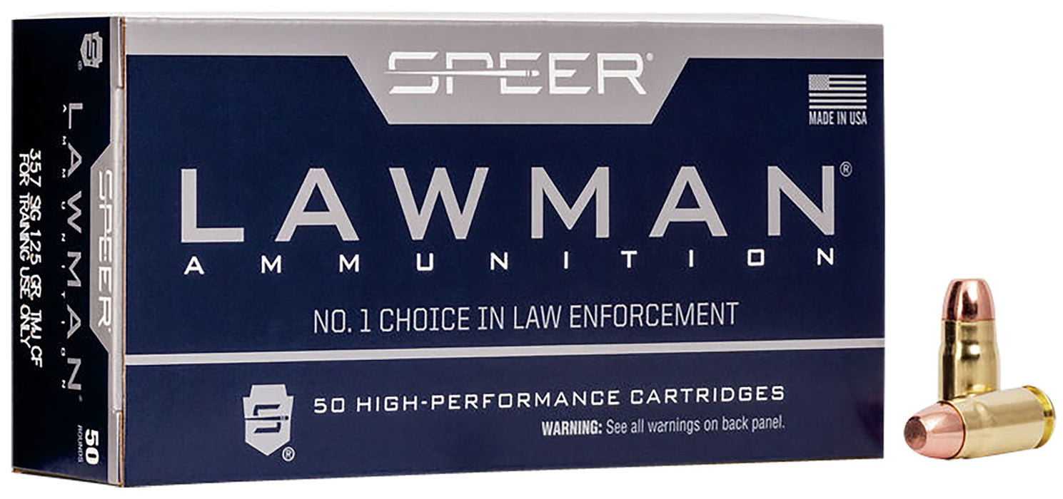 Speer 54232 Lawman Training Clean-Fire 357 Sig 125 gr 1350 fps Total Metal Jacket Flat Nose (TMJFN) 50 Bx/20 Cs