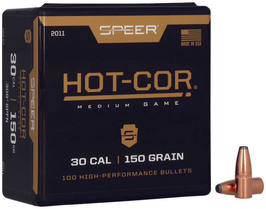 Speer 2011 Hot-Cor  30 Cal .308 150 gr Soft Point Flat Nose 100 Per Box/ 5 Case