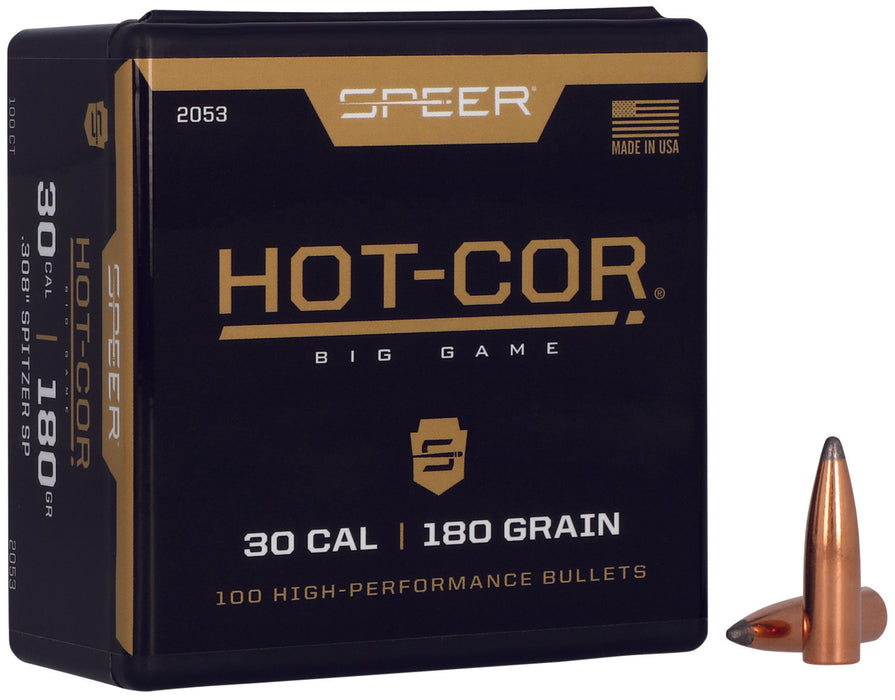 Speer 2053 Hot-Cor  30 Cal .308 180 gr Spitzer Soft Point 100 Per Box/ 5 Case