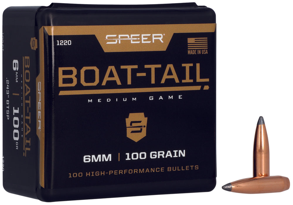 Speer 1220 Boat-Tail  6mm .243 100 gr Jacketed Soft Point Boat Tail 100 Per Box/ 5 Case