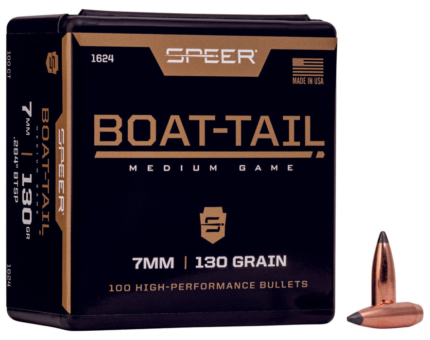 Speer 1624 Boat-Tail  7mm .284 130 gr Jacketed Soft Point Boat Tail 100 Per Box/ 5 Case