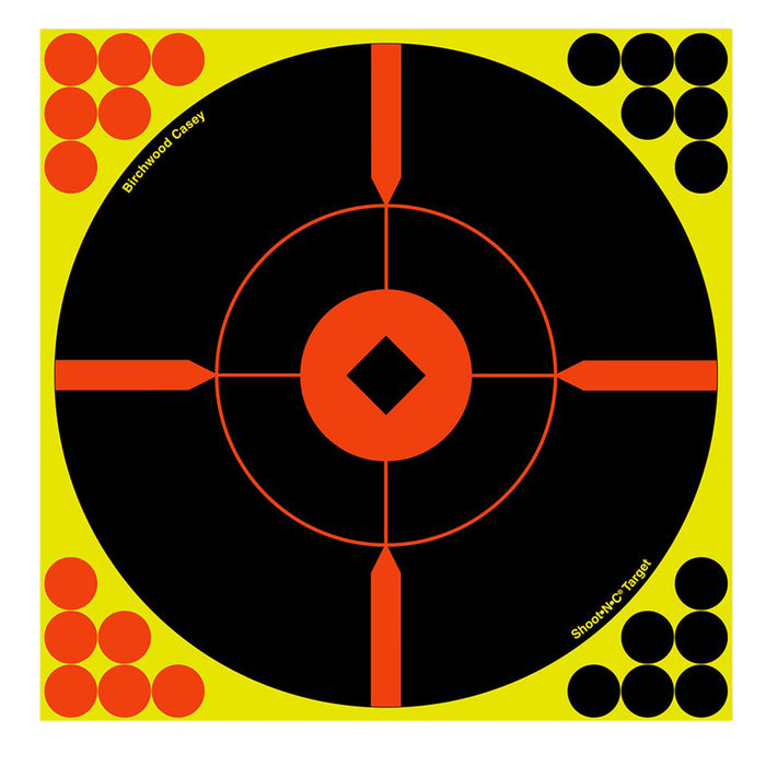 Birchwood Casey 34806 Shoot-N-C Reactive Target Self-Adhesive Paper Air Rifle/Centerfire Rifle/Rimfire Rifle Black/Yellow 8" Bullseye BMW Includes Pasters 6 Pack