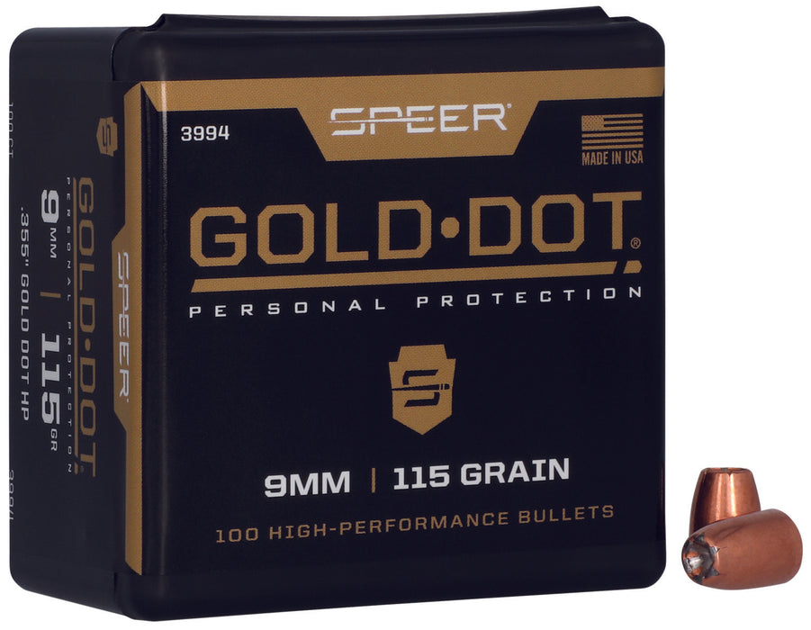 Speer 3994 Gold Dot Personal Protection 9mm .355 115 gr Hollow Point 100 Per Box/ 5 Case