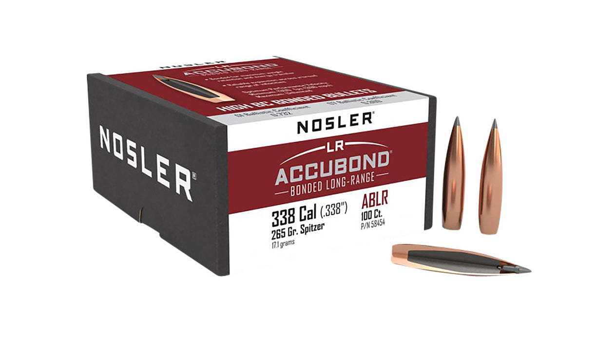 Nosler 58454 AccuBond Long Range 338 Cal .338 265 gr Spitzer Point Boat Tail/ 100 Per Box