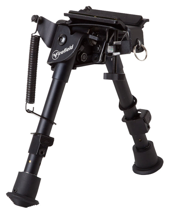 Firefield FF34023 Compact  Bipod 6-9" Black Aluminum Swivel Stud Attachment or Picatinny Rail (Adapter Included)