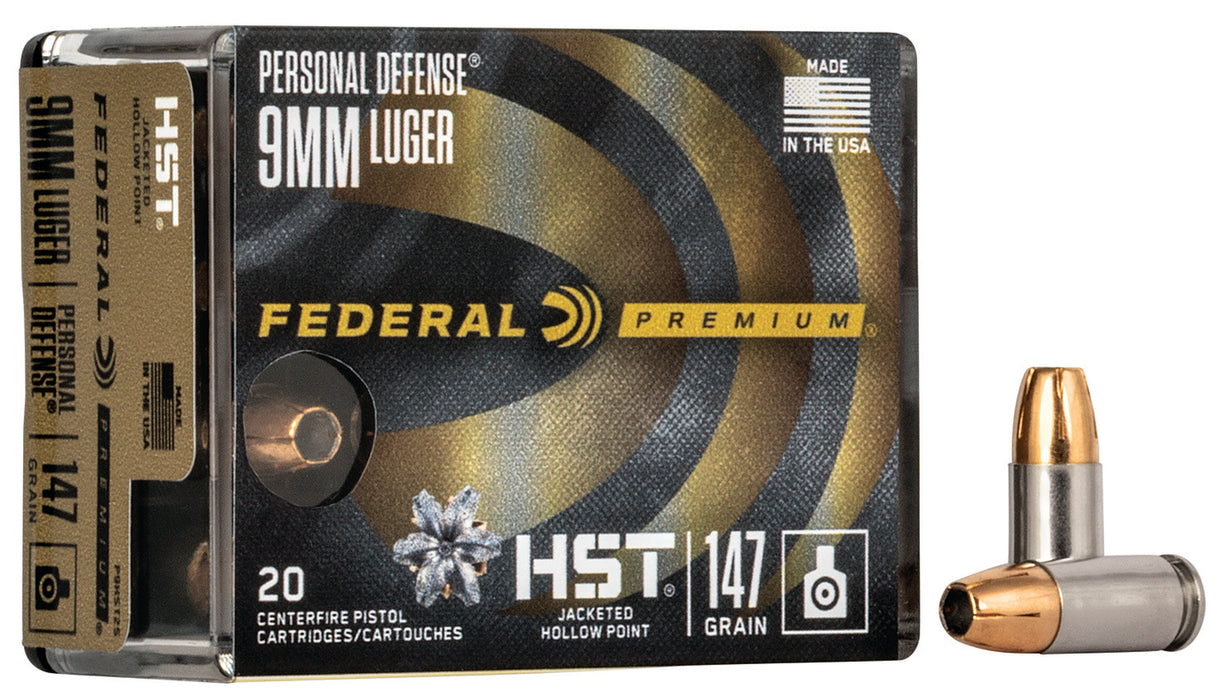 Federal P9HST2S Premium Personal Defense 9mm Luger 147 gr HST Jacketed Hollow Point 20 Per Box/10 Cs