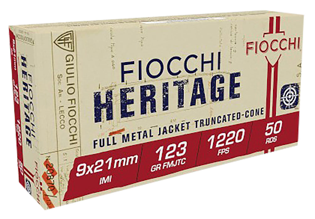 Fiocchi 9X21 Heritage  9x21mm IMI 123 gr 1220 fps Full Metal Jacket Truncated-Cone (TCFMJ) 50 Bx/20 Cs