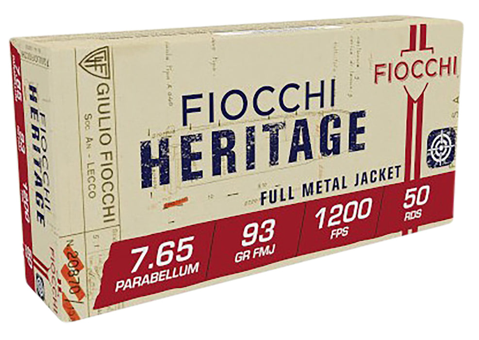 Fiocchi 765A Heritage  7.65x21mm Parabellum 93 gr 1200 fps Full Metal Jacket (FMJ) 50 Bx/20 Cs