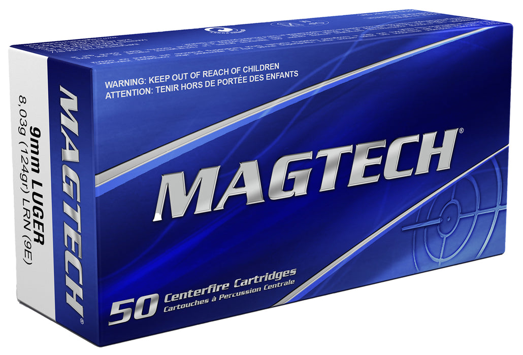 Magtech 9E Range/Training  9mm Luger 124 gr 1109 fps Lead Round Nose (LRN) 50 Bx/20 Cs