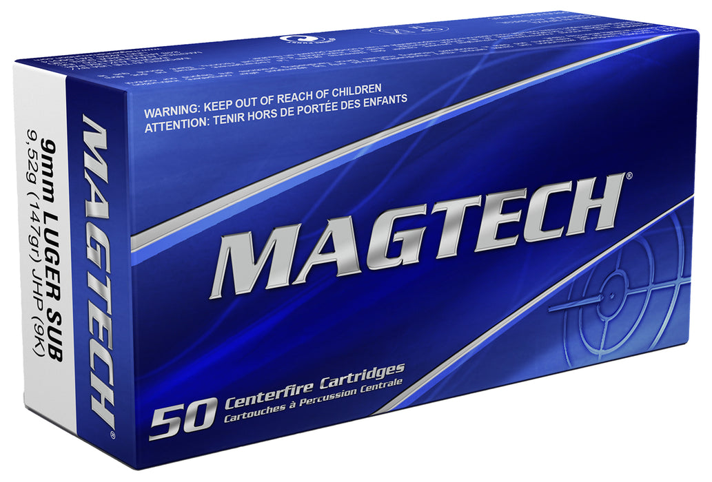 Magtech 9K Range/Training  9mm Luger 147 gr 990 fps Jacketed Hollow Point Subsonic 50 Bx/20 Cs