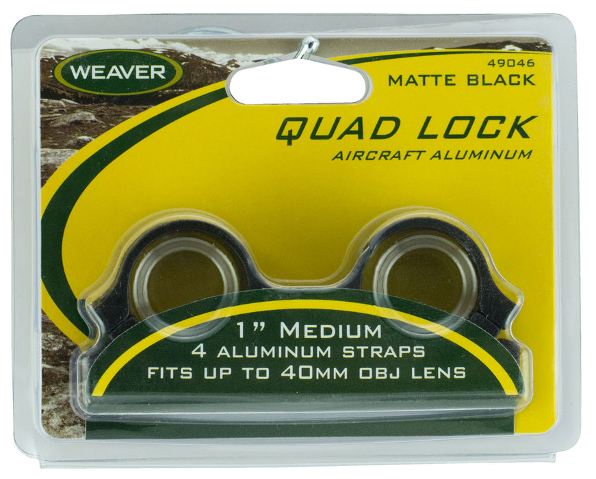 Weaver Mounts 49046 Quad Lock Detachable Rings  Matte Black 1" Medium