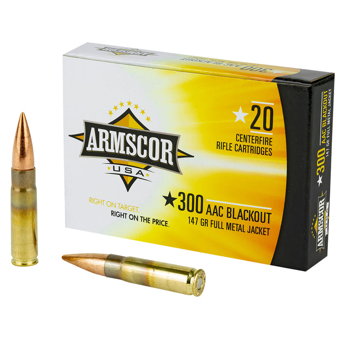 Armscor FAC300AAC1N USA 300 Blackout 147 gr Full Metal Jacket (FMJ) 20 Per Box/10 Cs