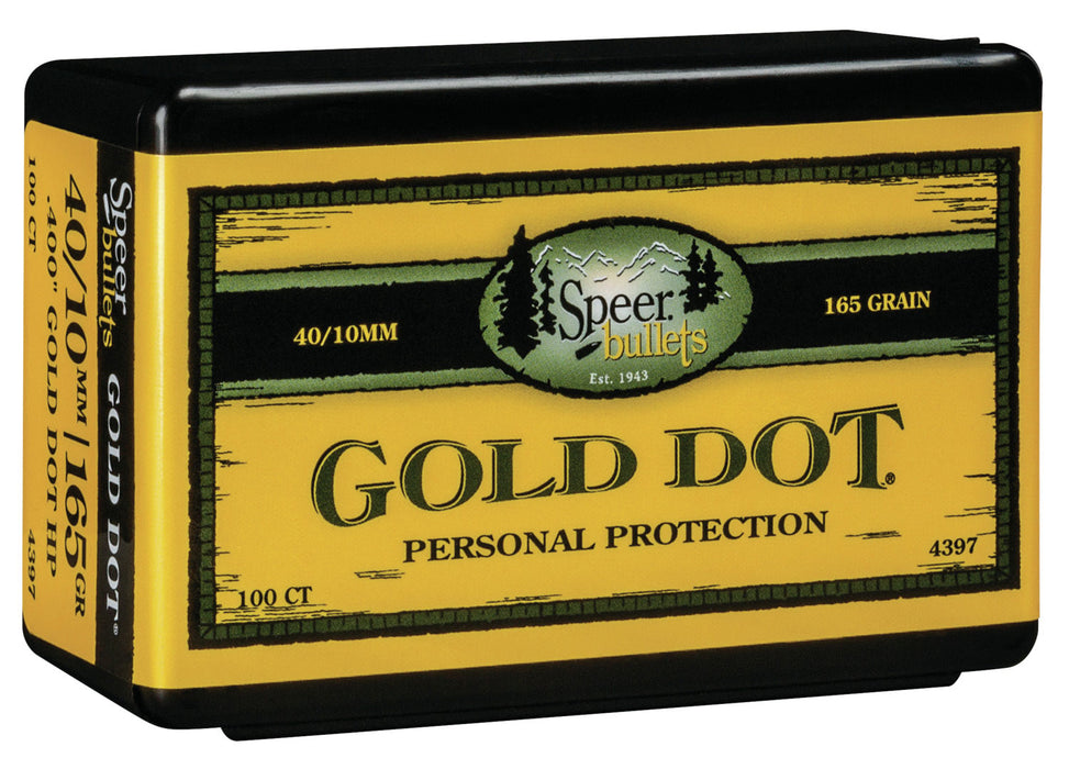 Speer Bullets 4397 Gold Dot Personal Protection 40 Caliber .400 165 GR Hollow Point 100 Box