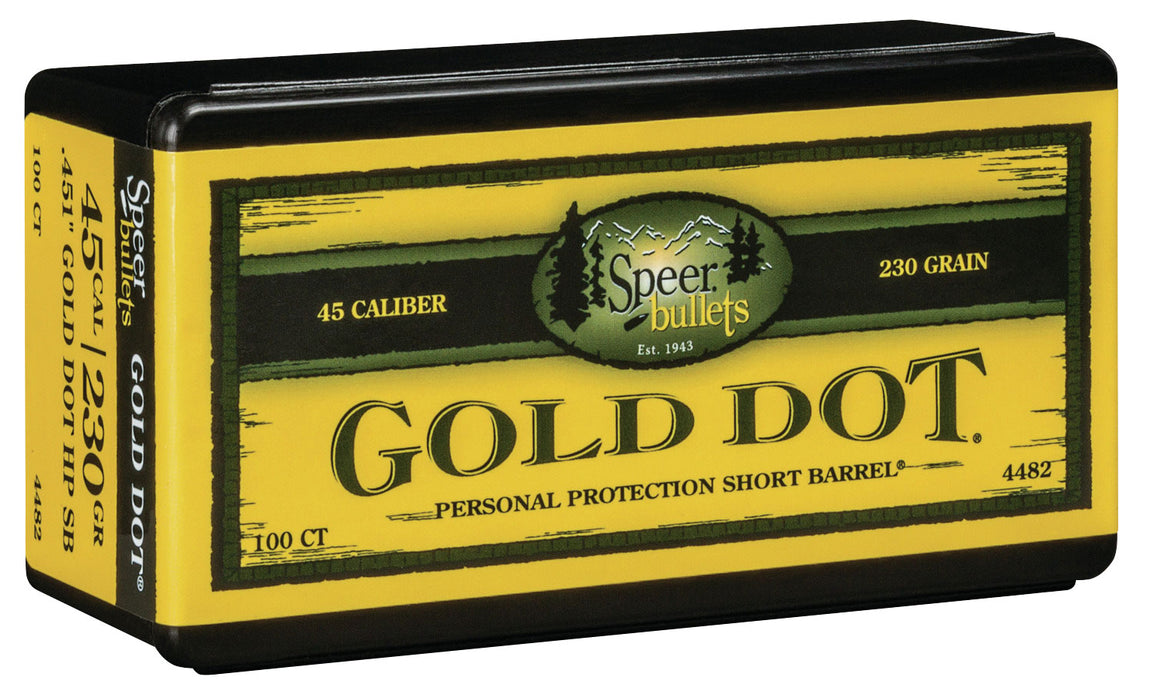 Speer 4482 Gold Dot Personal Protection 45 Cal .451 230 gr Hollow Point 100 Per Box/ 5 Case