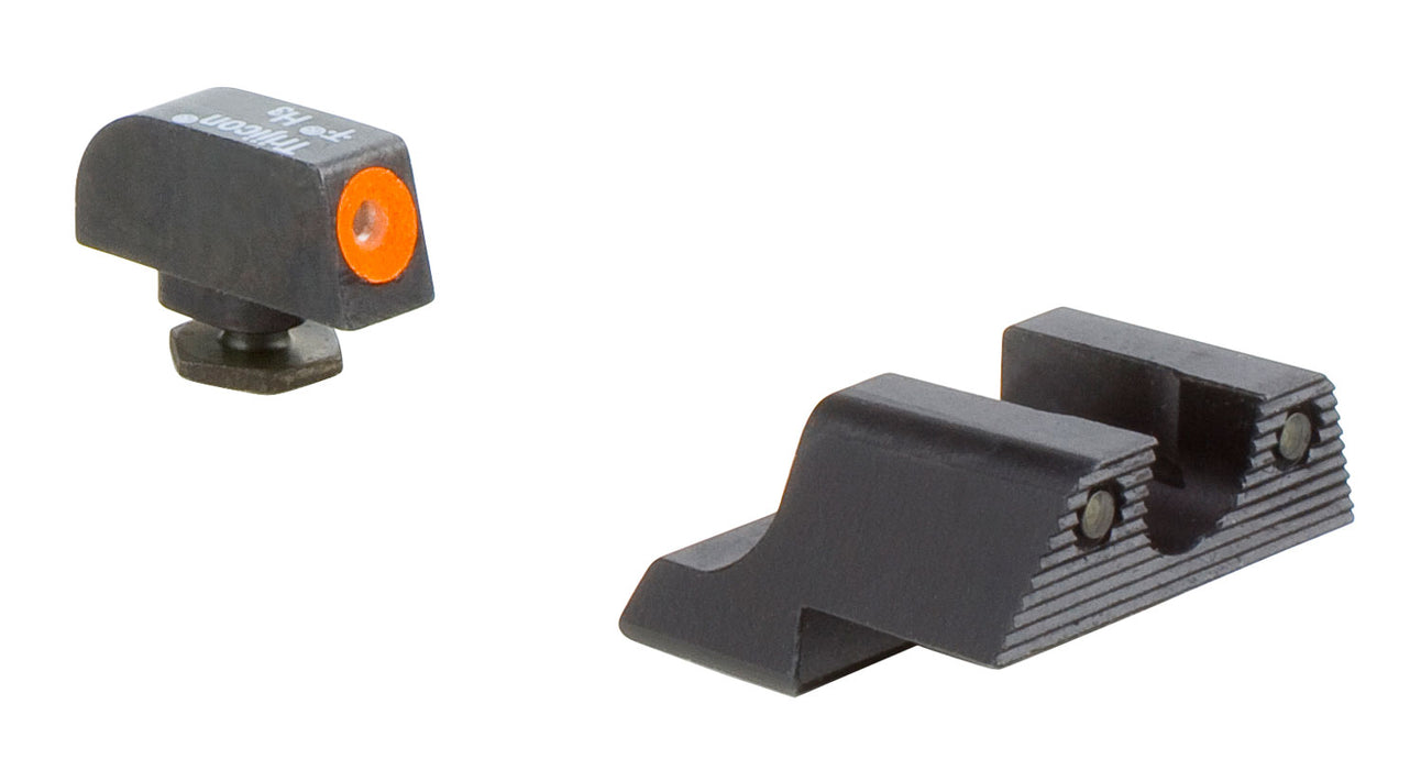 Trijicon 600785 HD Night Sights- Glock Small Frames  Black | Green Tritium Orange Outline Front Sight Green Tritium Black Outline Rear Sight