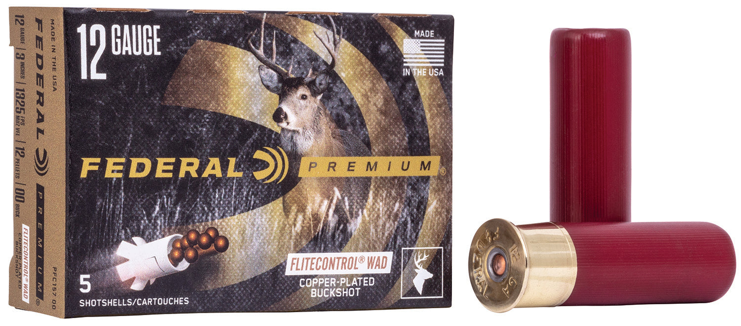 Federal PFC15700 Premium Vital-Shok 12 Gauge 3" 12 Pellets 1325 fps 00 Buck Shot 5 Bx/50 Cs