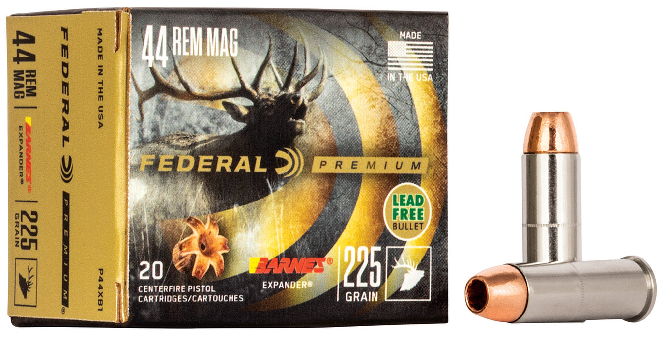 Federal P44XB1 Premium Hunting 44 Rem Mag 225 gr Barnes Expander BRX 20 Per Box/ 10 Cs