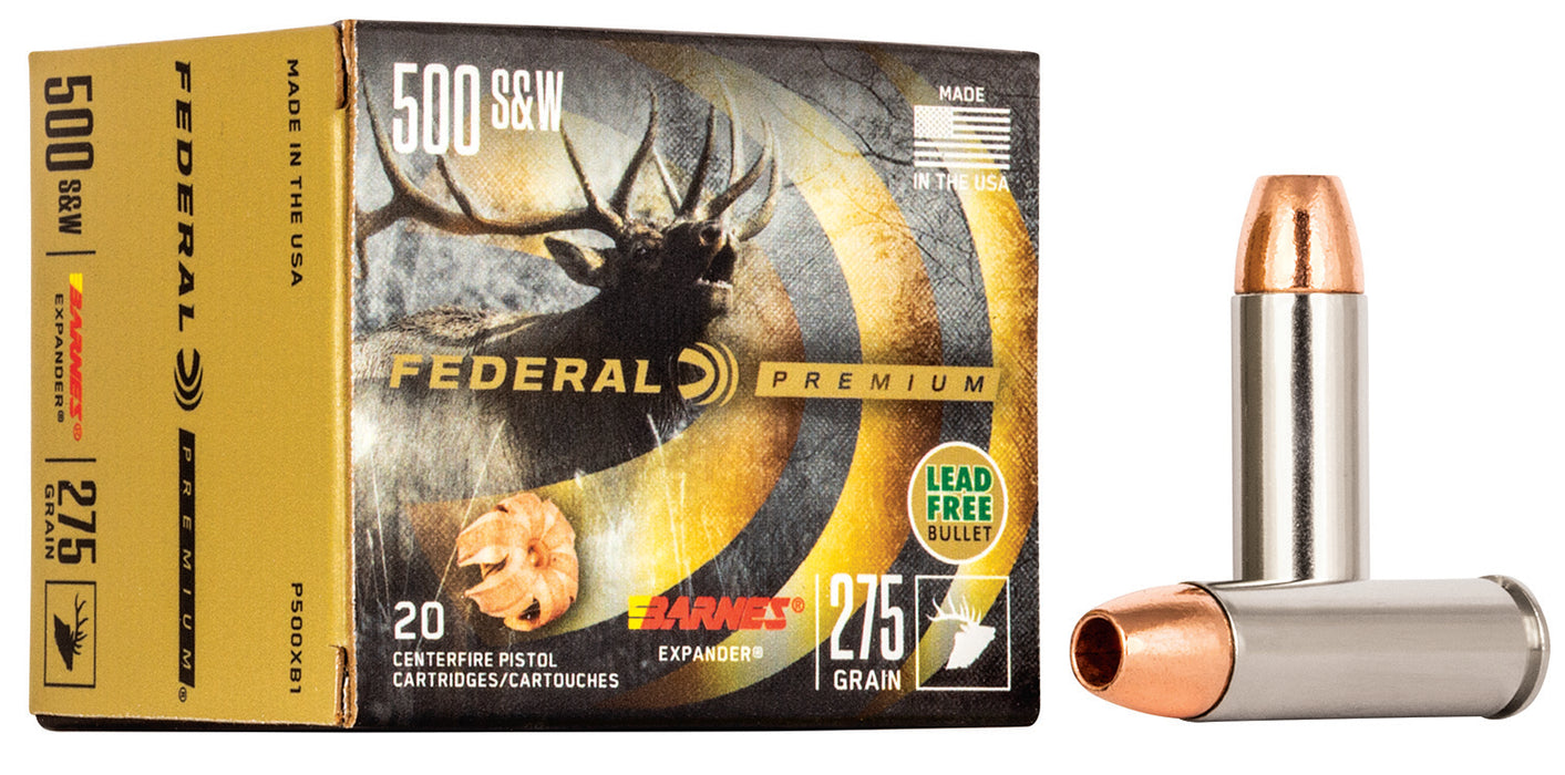 Federal P500XB1 Premium Hunting 500 S&W Mag 275 gr Barnes Expander BRX 20 Per Box/10 Cs