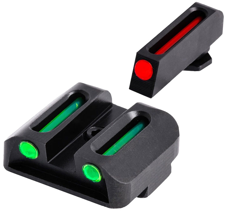 TruGlo TG131G2 Fiber-Optic Sight Set High Red Fiber Optic Front/Green Fiber Optic Rear/Black Nitride Fortress Frame, Compatible w/Most Glock Except MOS, Front Post/Rear Dovetail Mount