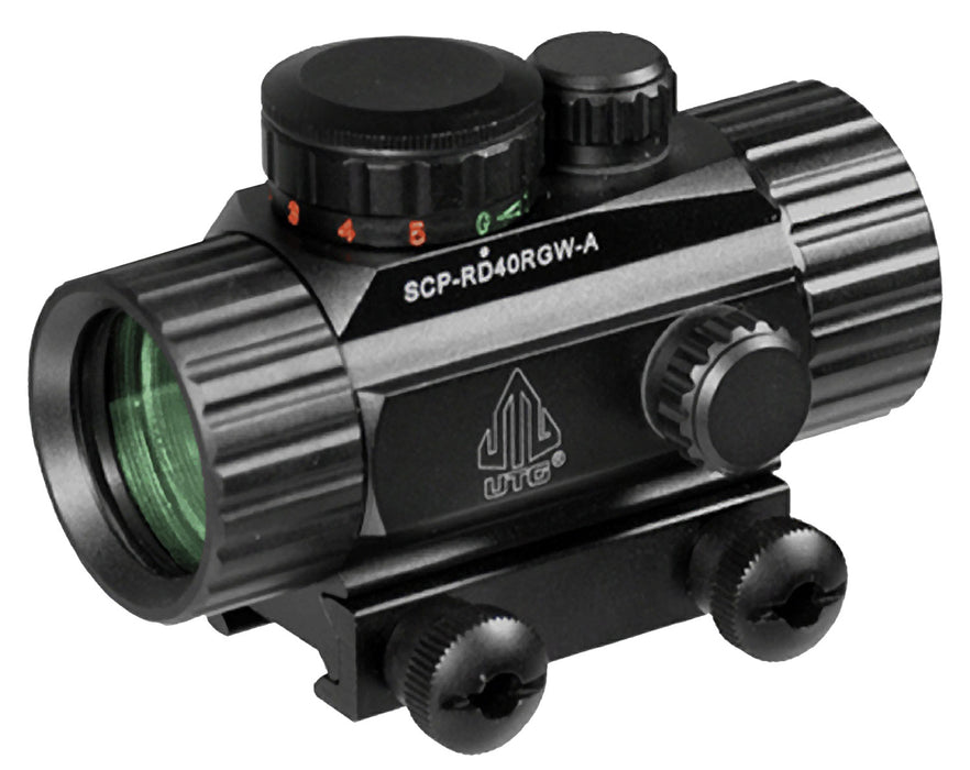 UTG SCPRD40RGWA UTG 3.8" ITA Red/Green CQB Dot Sight  Black Anodized Hardcoat 1x 39.2mm  4 MOA Dual Red/Green CQB Dot