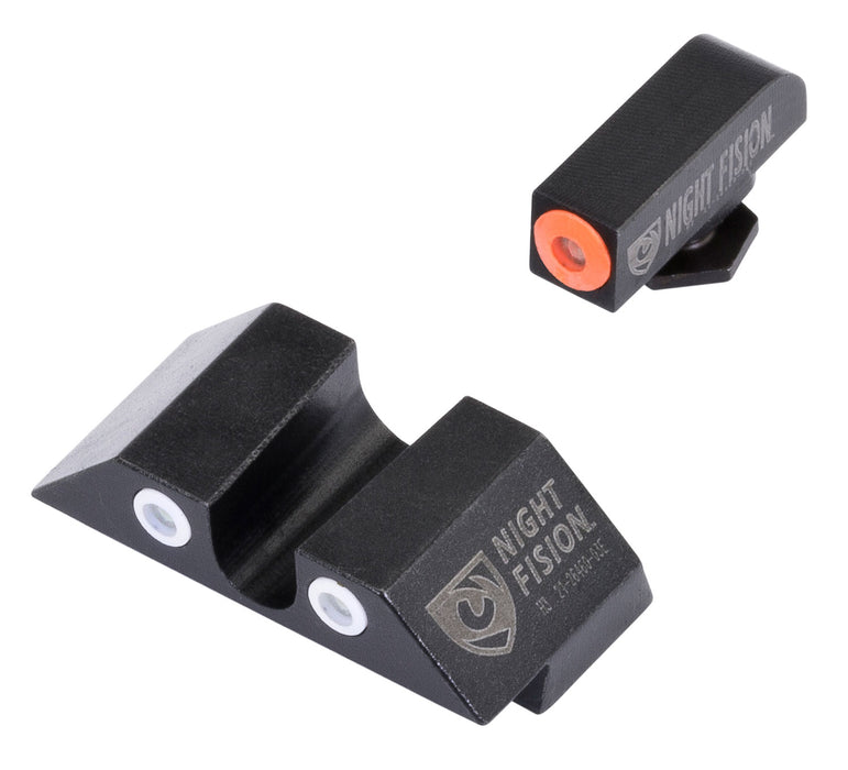 Night Fision GLK001007OGW Tritium Night Sights For Glock  Black | Green Tritium Orange Ring Front Sight Green Tritium White Ring Rear Sight