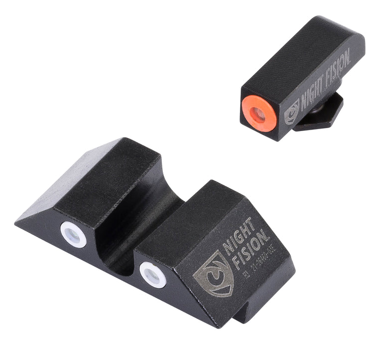 Night Fision GLK003007OGW Tritium Sight Set  U-Notch Rear, Orange Ring Tritium Front/White Ring Tritium Rear/Black Frame, Compatible w/Glock 42/43/43X Front Post/Rear Dovetail Mount