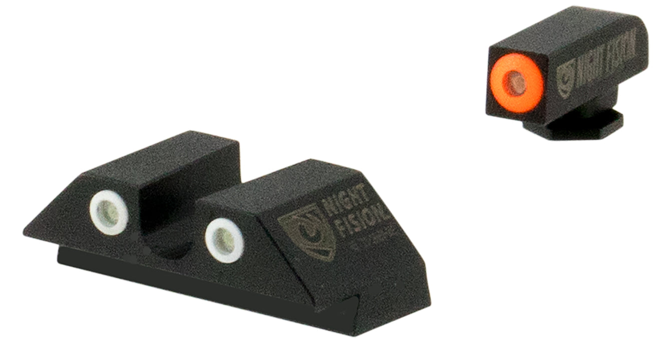 Night Fision GLK003007OGZ Tritium Night Sights For Glock  Black | Green Tritium Orange Ring Front Sight Green Tritium Black Ring Rear Sight