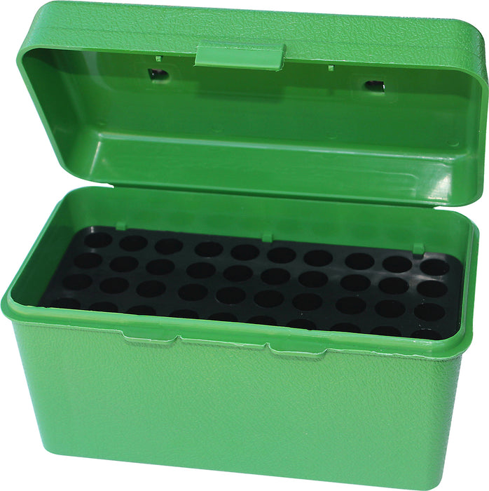 MTM Case-Gard H50RM10 Deluxe Ammo Box  Multi-Caliber Rifle Green Polypropylene 50rd