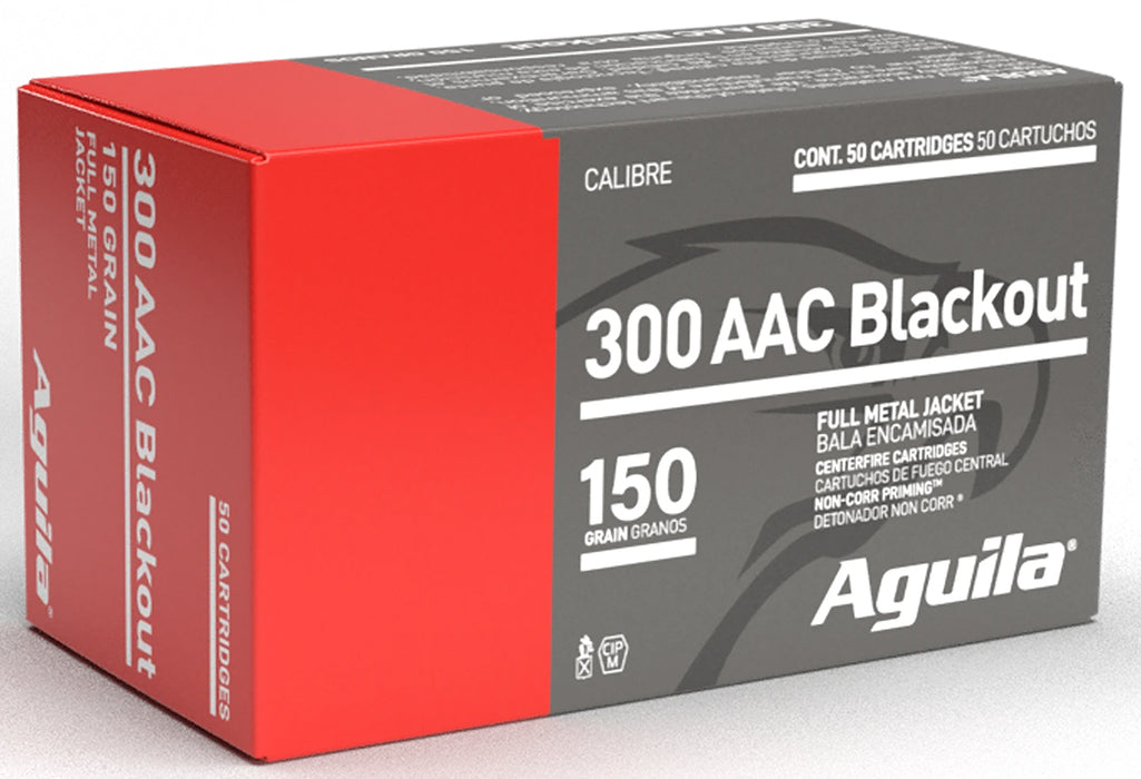 Aguila 1E300110 Target & Range  300 Blackout 150 gr Full Metal Jacket Boat-Tail (FMJBT) 50 Per Box/20 Cs