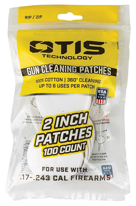 Otis FG918100 Small Caliber Cleaning Patches 17-22 Cal Rimfire Pistol/Rifle Cotton Pkg of 100