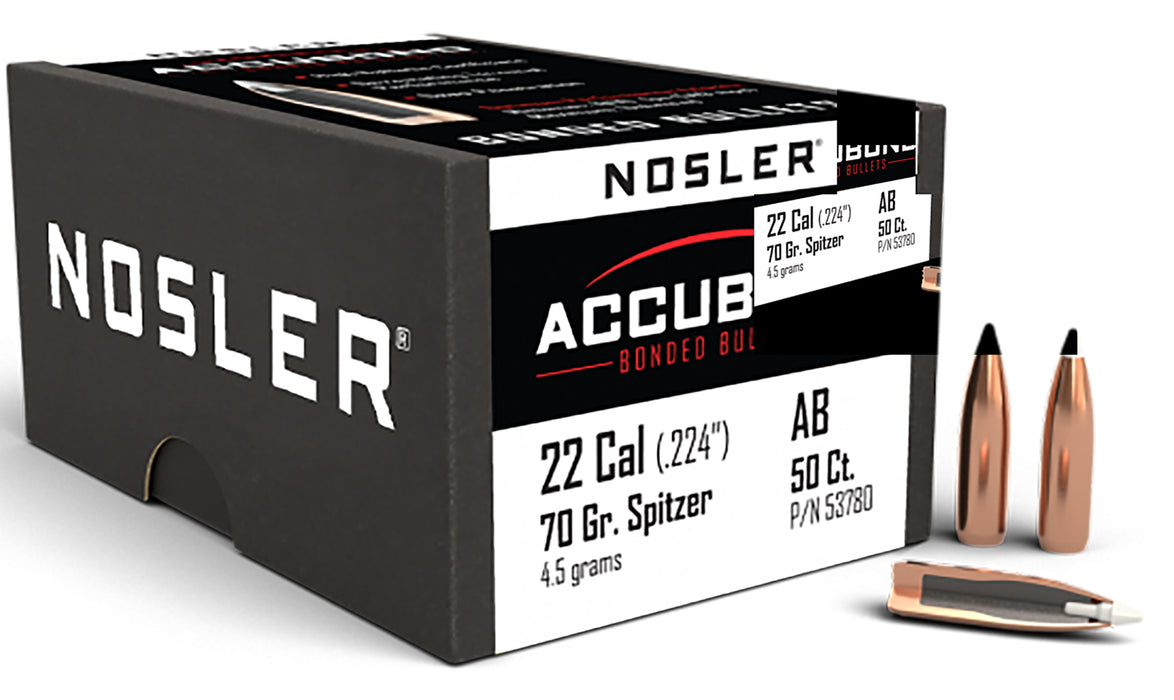 Nosler 53780 AccuBond  22 Cal .224 70 gr Spitzer Point/ 50 Per Box