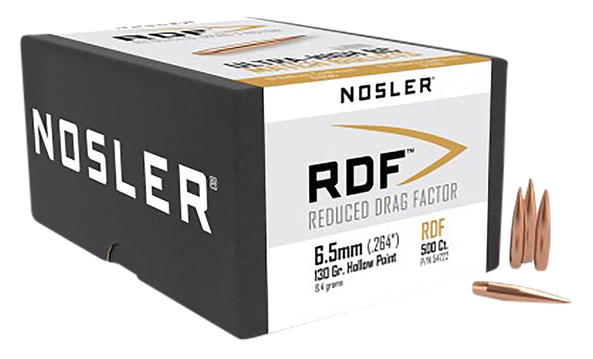 Nosler 54722 RDF Match 6.5 Creedmoor .264 130 gr Hollow Point Boat Tail/ 500 Per Box