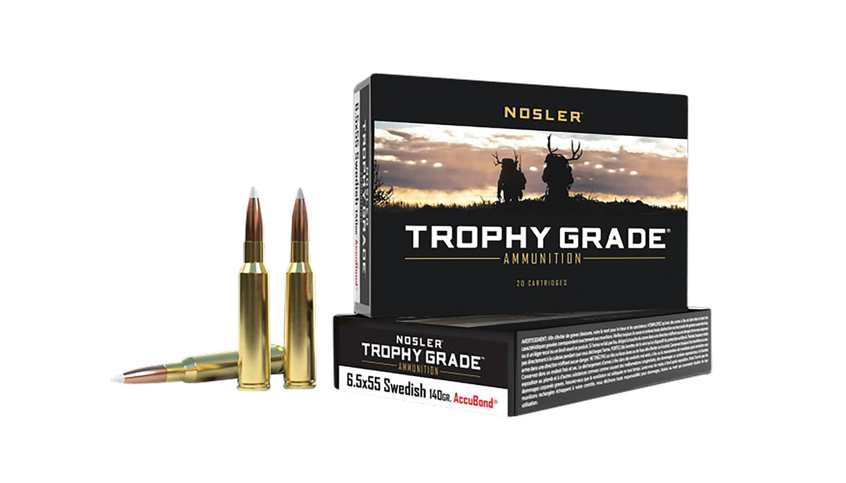 Nosler 60022 Trophy Grade  6.5x55 Swedish 140 gr 2650 fps Nosler AccuBond 20 Bx/10 Cs