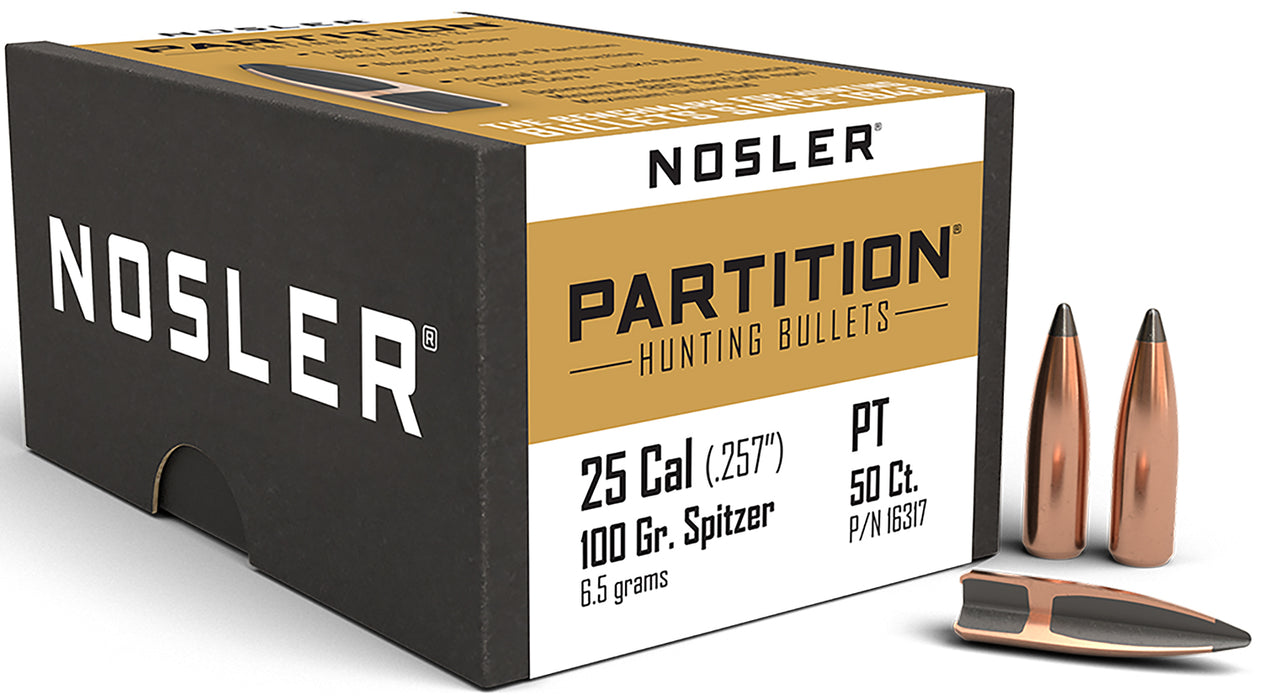 Nosler 16317 Partition  25 Cal .257 100 gr Spitzer/ 50 Per Box