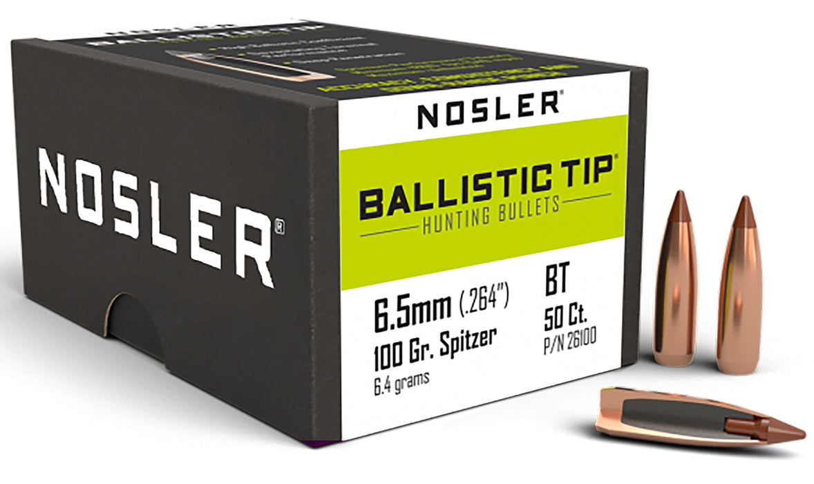 Nosler 26100 Ballistic Tip  6.5 Creedmoor .264 100 gr Spitzer/ 50 Per Box