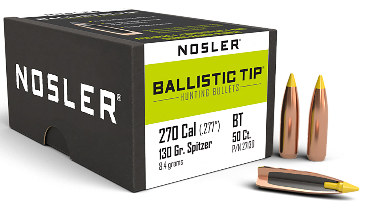 Nosler 27130 Ballistic Tip  270 Caliber .277 130 GR Spitzer/ 50 Per Box