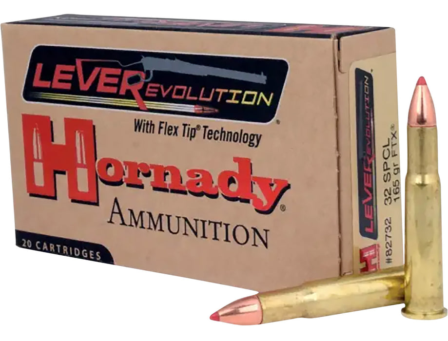 Hornady 82732 LEVERevolution  32 Win Special 165 gr 2410 fps Flex Tip eXpanding (FTX) 20 Bx/10 Cs