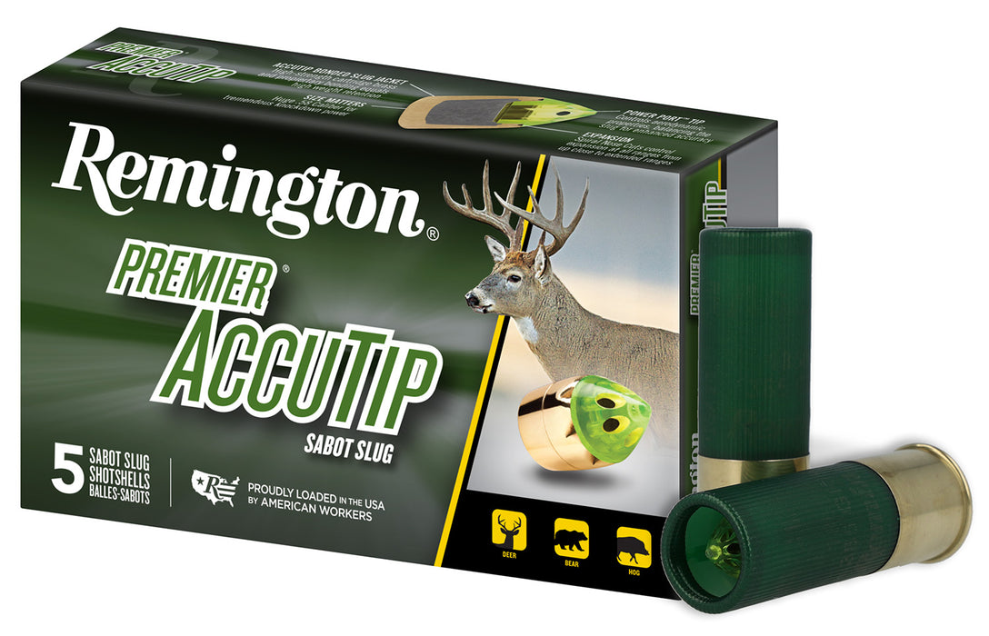 Remington Ammunition 20727 Premier AccuTip  12 Gauge 2.75" 385 gr 1850 fps Sabot Slug Shot 5 Bx/20 Cs