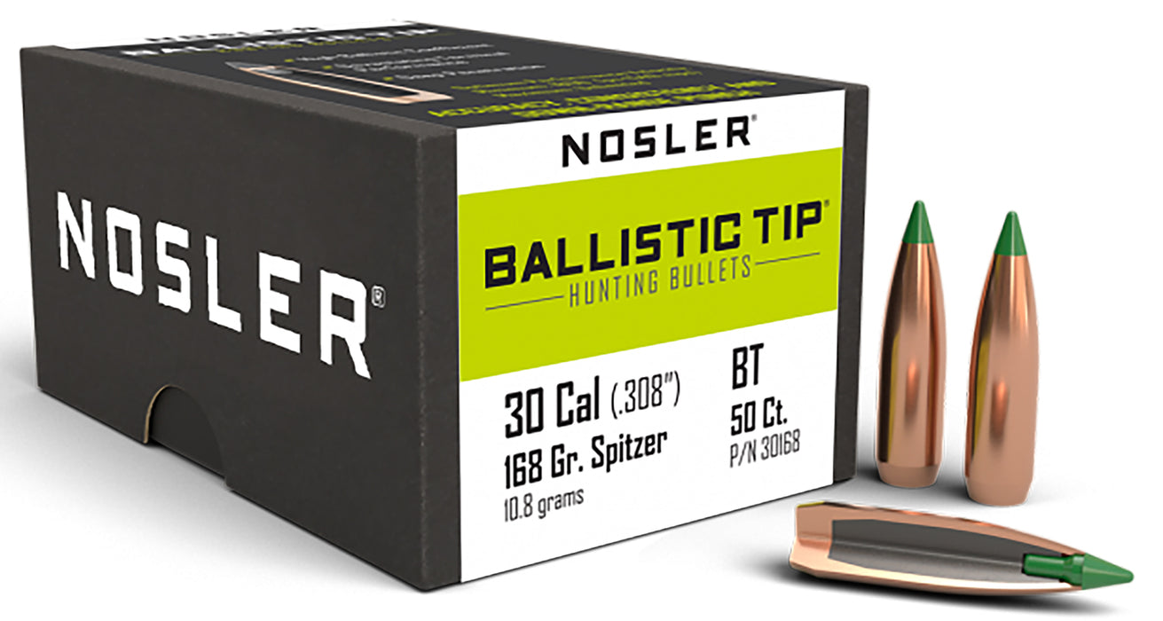 Nosler 30168 Ballistic Tip  30 Caliber .308 168 GR Spitzer/ 50 Per Box