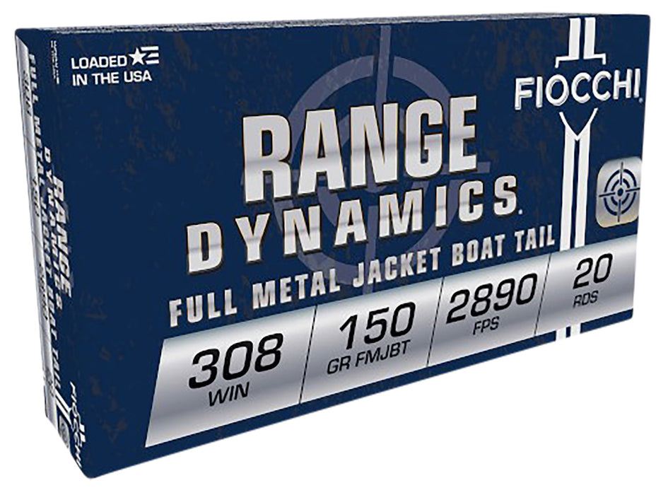 Fiocchi 308A Range Dynamics  308 Win 150 gr 2890 fps Full Metal Jacket Boat-Tail (FMJBT) 20 Bx/10 Cs