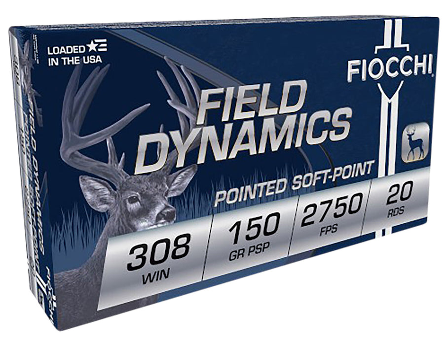 Fiocchi 308B Field Dynamics  308 Win 150 gr 2750 fps Pointed Soft Point (PSP) 20 Bx/10 Cs