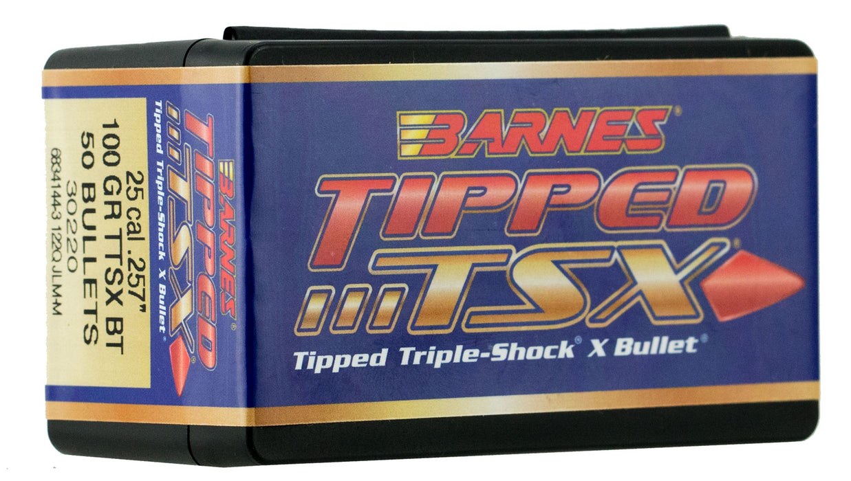 Barnes Bullets 30220 Tipped TSX  25Cal 100gr TTSX Boat Tail 50/Box