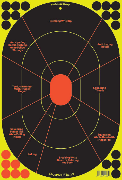 Birchwood Casey 34653 Shoot-N-C Reactive Target Self-Adhesive Paper Multi Color Oval Includes Pasters 100 Per Pkg