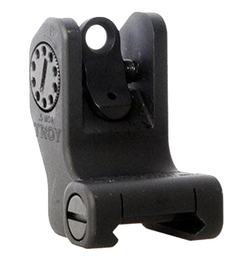 Troy Ind SSIGFRSROBT00 Rear Fixed BattleSight Round  Black Hardcoat Anodized for AR-15/AR-10