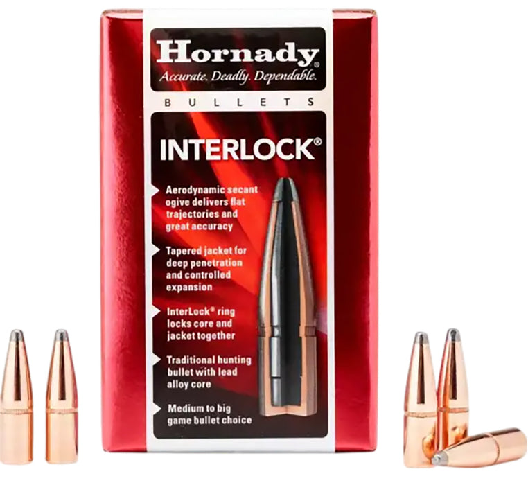 Hornady 3090 InterLock  30 Cal .308 220 gr Round Nose 100 Per Box/ 15 Case